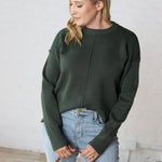 Soft Touch Seam Detail Sweater - Dk Green