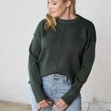 Soft Touch Seam Detail Sweater - Dk Green