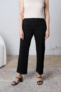 Solene Wide Leg Crop Denim - Black Beauty Wash