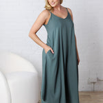 Solona Woven Arc Midi Dress - Ash Jade