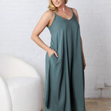 Solona Woven Arc Midi Dress - Ash Jade