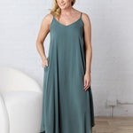 Solona Woven Arc Midi Dress - Ash Jade