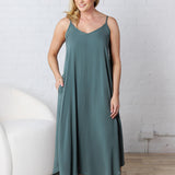 Solona Woven Arc Midi Dress - Ash Jade