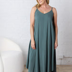 Solona Woven Arc Midi Dress - Ash Jade