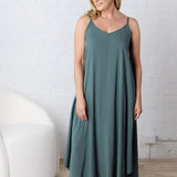 Solona Woven Arc Midi Dress - Ash Jade