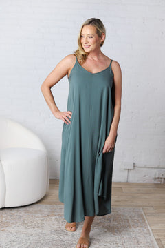 Solona Woven Arc Midi Dress - Ash Jade