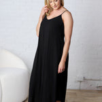 Solona Woven Arc Midi Dress - Black