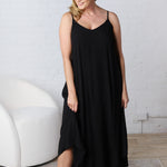 Solona Woven Arc Midi Dress - Black