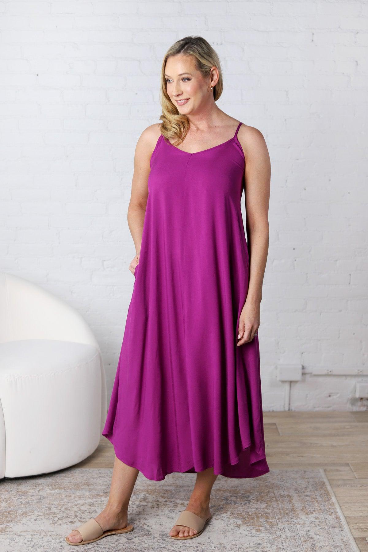 Solona Woven Arc Midi Dress - Lt Plum