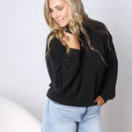 Sonja Modal Luxe Mock Neck Pullover - Black