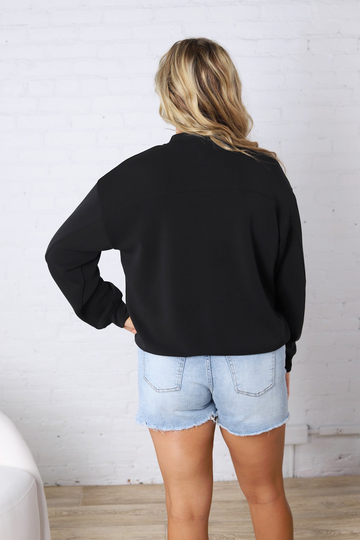 Sonja Modal Luxe Mock Neck Pullover - Black