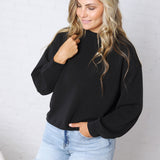 Sonja Modal Luxe Mock Neck Pullover - Black