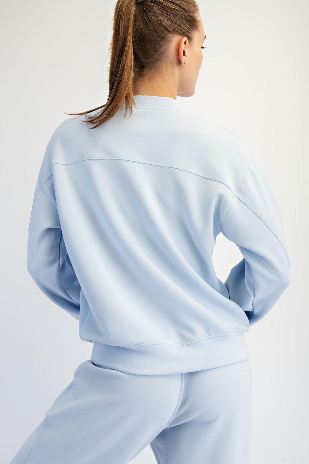 Sonja Modal Luxe Mock Neck Pullover - Frost