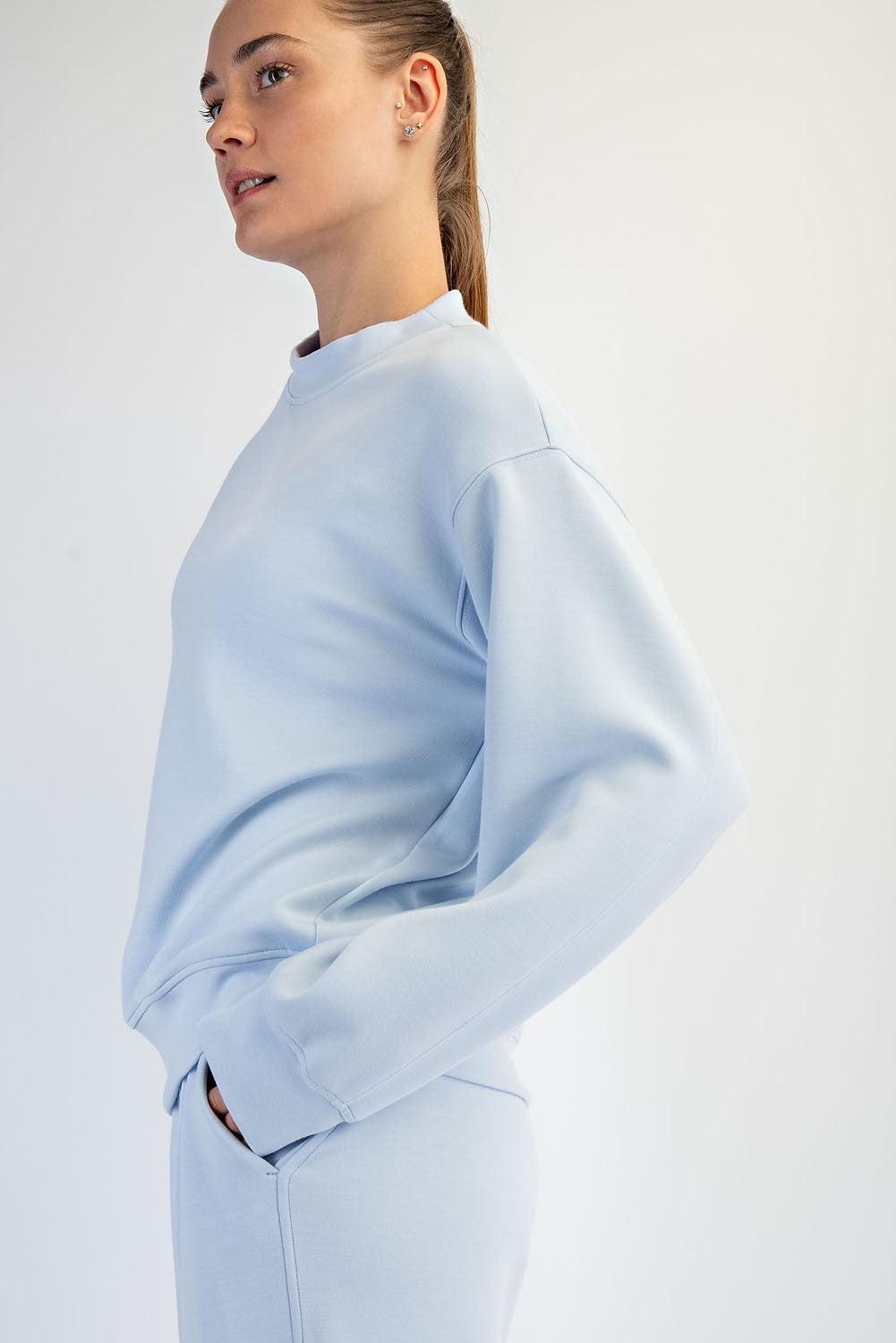 Sonja Modal Luxe Mock Neck Pullover - Frost
