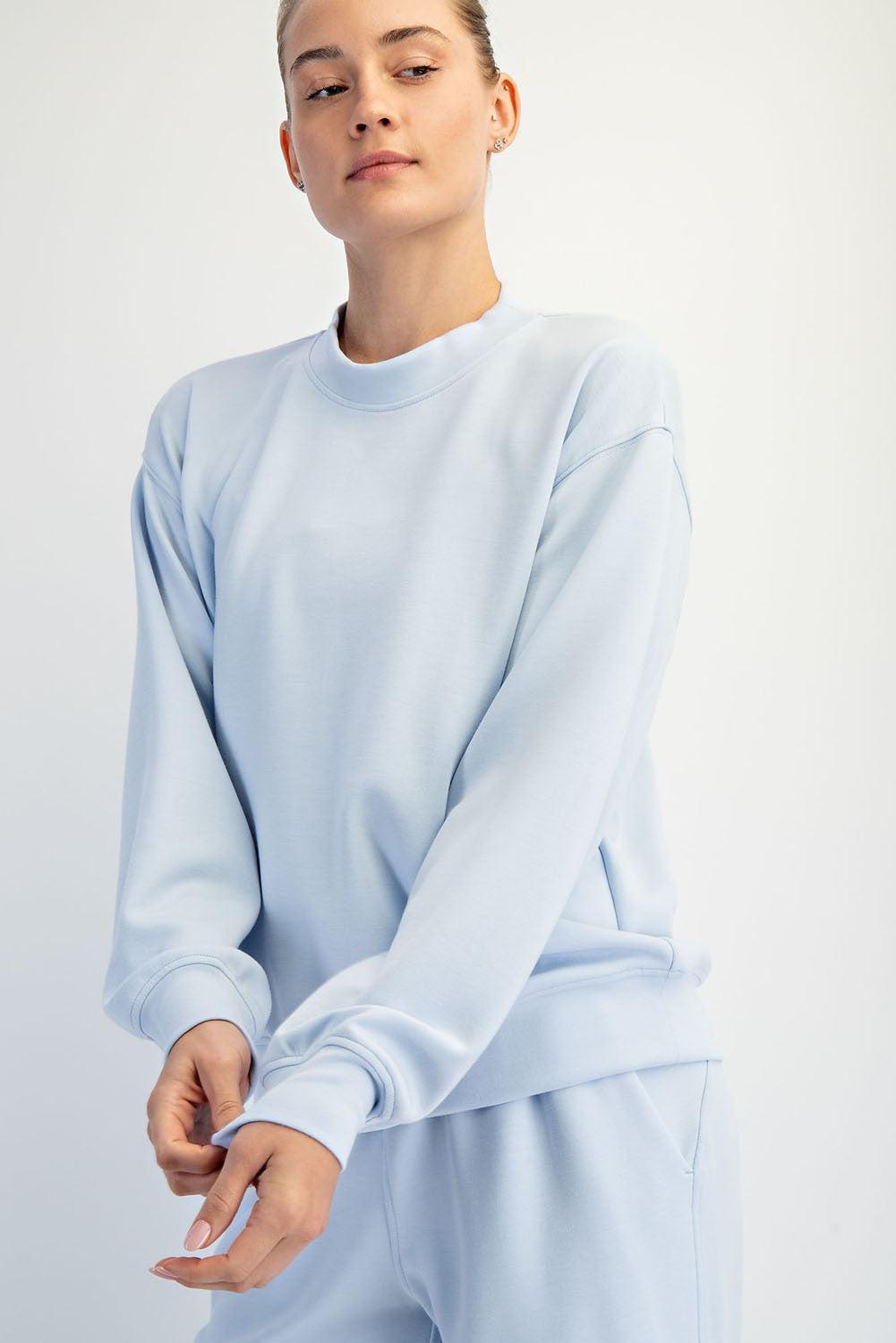 Sonja Modal Luxe Mock Neck Pullover - Frost