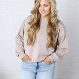Sonja Modal Luxe Mock Neck Pullover - Heather Taupe