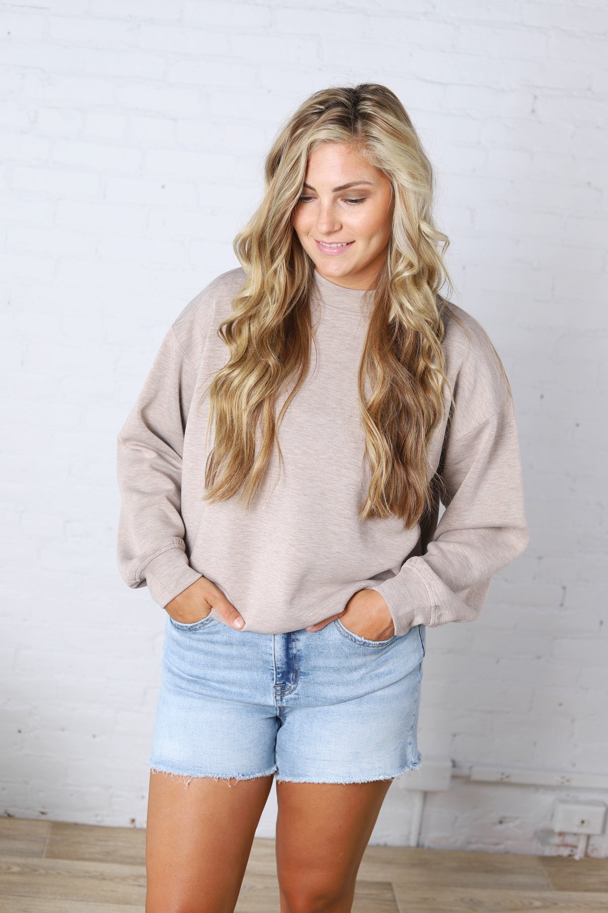 Sonja Modal Luxe Mock Neck Pullover - Heather Taupe