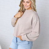 Sonja Modal Luxe Mock Neck Pullover - Heather Taupe