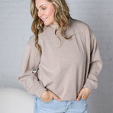 Sonja Modal Luxe Mock Neck Pullover - Heather Taupe
