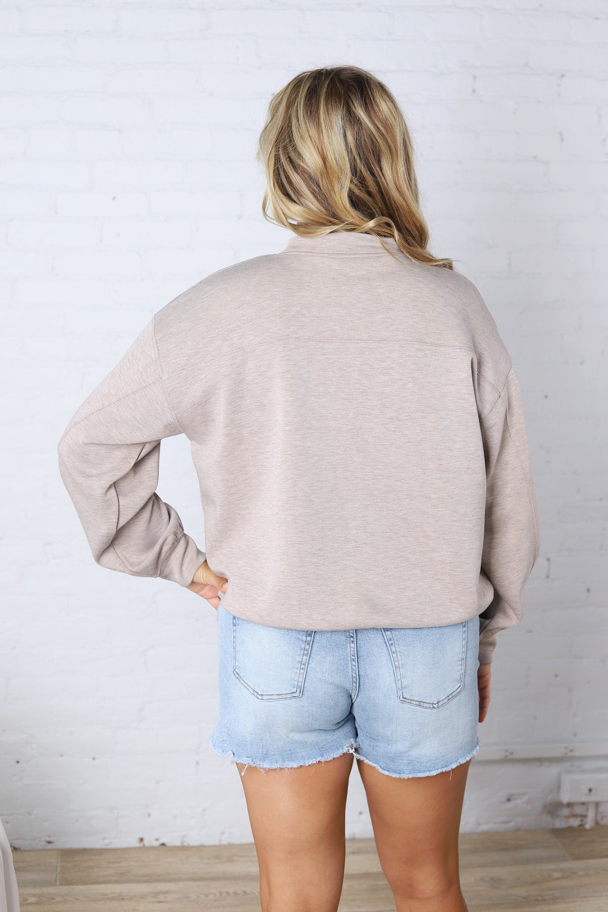 Sonja Modal Luxe Mock Neck Pullover - Heather Taupe