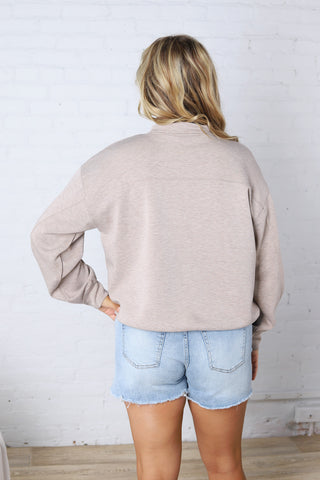 Sonja Modal Luxe Mock Neck Pullover - Heather Taupe