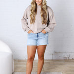 Sonja Modal Luxe Mock Neck Pullover - Heather Taupe