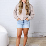 Sonja Modal Luxe Mock Neck Pullover - Heather Taupe