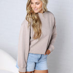 Sonja Modal Luxe Mock Neck Pullover - Heather Taupe