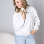 Sonja Modal Luxe Mock Neck Pullover - Lt Heather Grey