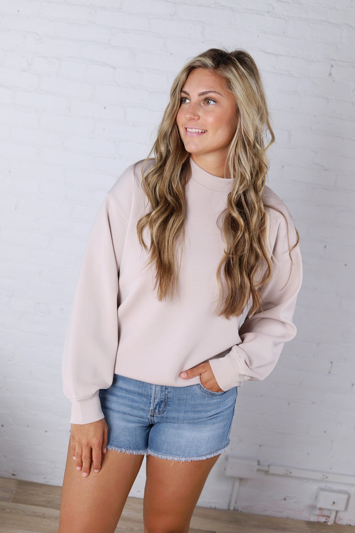 Sonja Modal Luxe Mock Neck Pullover - Mocha Cream