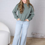 Sonja Modal Luxe Mock Neck Pullover - Sage Leaf