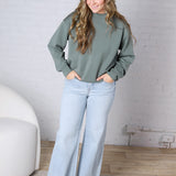 Sonja Modal Luxe Mock Neck Pullover - Sage Leaf