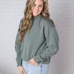 Sonja Modal Luxe Mock Neck Pullover - Sage Leaf