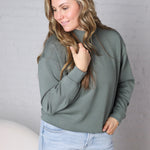 Sonja Modal Luxe Mock Neck Pullover - Sage Leaf