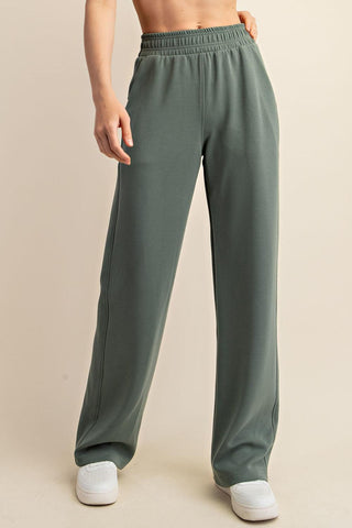 Sonja Modal Luxe Straight Pants - Sage Leaf