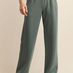 Sonja Modal Poly Scuba Straight Pants - Sage Leaf
