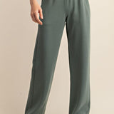 Sonja Modal Poly Scuba Straight Pants - Sage Leaf