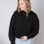 Sonja Scuba Mock Neck Pullover - Black