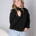 Sonja Scuba Mock Neck Pullover - Black