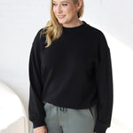 Sonja Scuba Mock Neck Pullover - Black