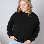 Sonja Scuba Mock Neck Pullover - Black