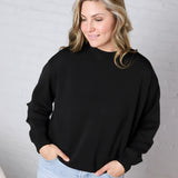 Sonja Scuba Mock Neck Pullover - Black