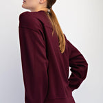 Sonja Scuba Mock Neck Pullover - Dark Cherry