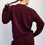 Sonja Scuba Mock Neck Pullover - Dark Cherry