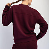 Sonja Scuba Mock Neck Pullover - Dark Cherry