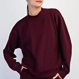 Sonja Scuba Mock Neck Pullover - Dark Cherry