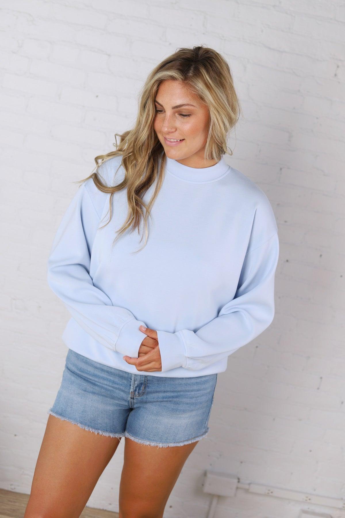 Sonja Scuba Mock Neck Pullover - Frost