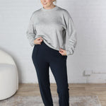 Sonja Scuba Mock Neck Pullover - Heather Grey