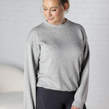 Sonja Scuba Mock Neck Pullover - Heather Grey