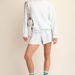 Sonja Scuba Mock Neck Pullover - Lt Heather Grey